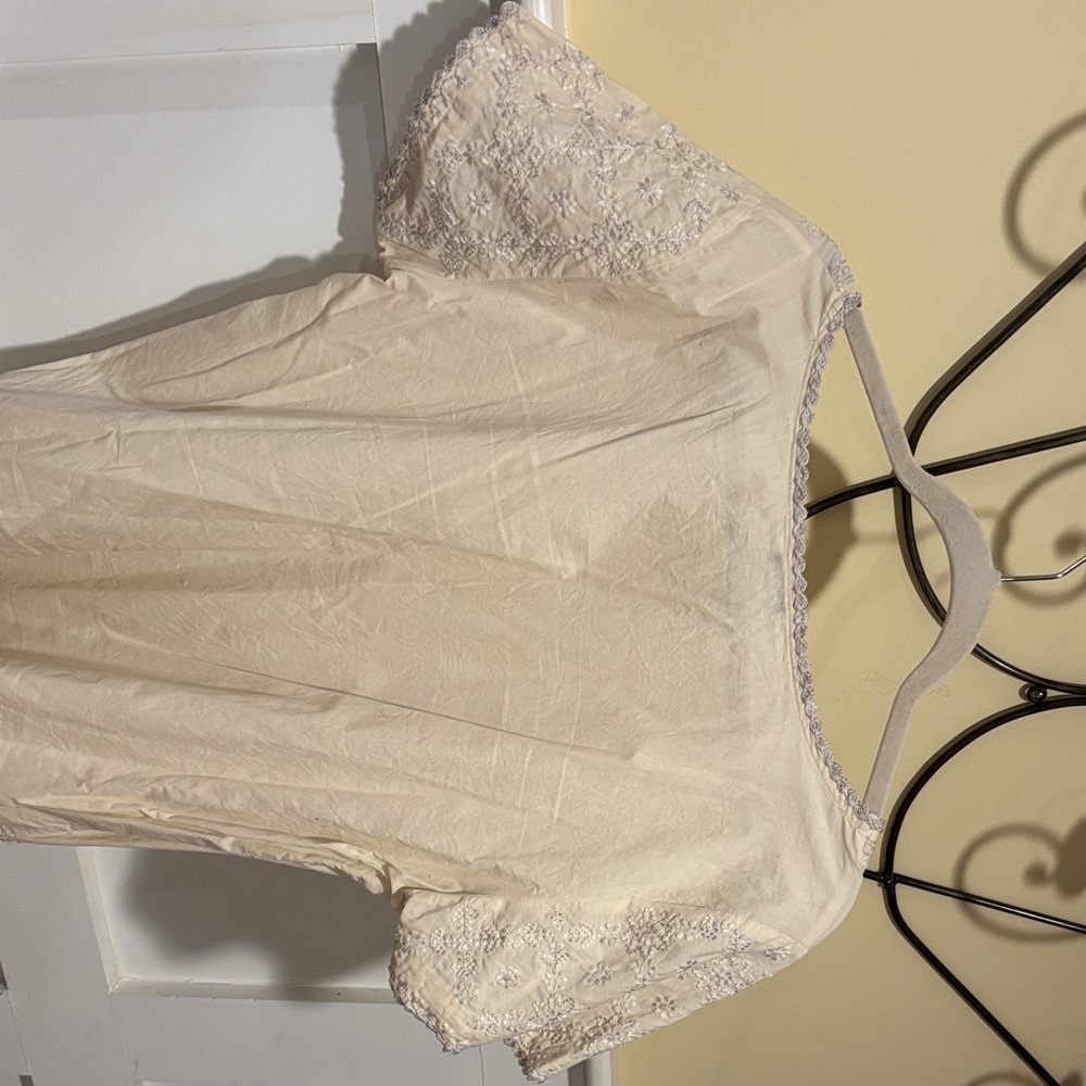 J. Crew Cream Embroidered Short-Sleeve Blouse - Picture 5 of 8